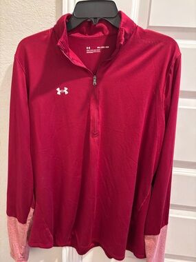 Under Armour Two-Tone Red Quarter-Zip Pullover